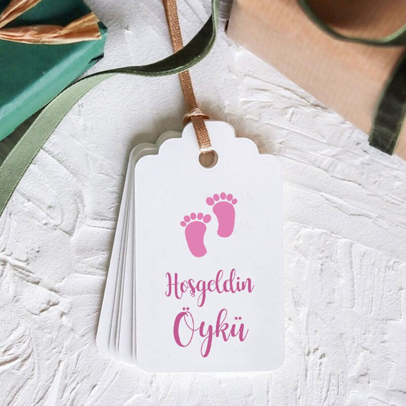 İsme Özel Hoşgeldin Bebek Etiketleri - Ayak İzi Temalı - Görsel 3